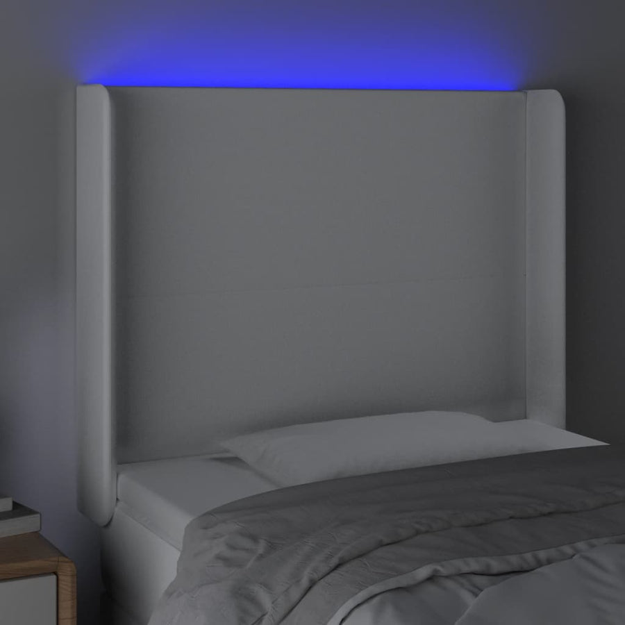 Hoofdbord LED 83x16x118/128 cm kunstleer wit 83 x 16 x 118/128 cm Wit