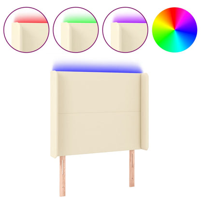 Hoofdbord Led Kunstleer Kleurig 83 x 16 x 118/128 cm Crème