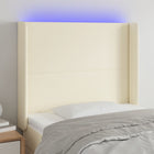 Headboard LED 83x16x118/128 cm faux leather cream