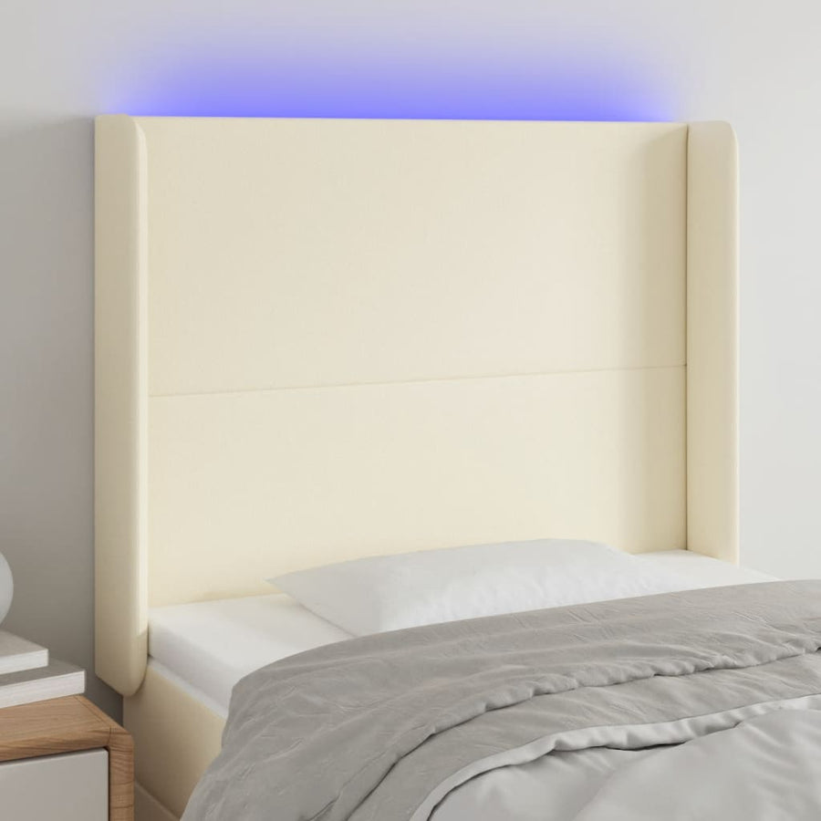 Hoofdbord Led Kunstleer Kleurig 83 x 16 x 118/128 cm Crème