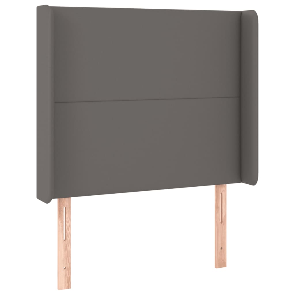 Hoofdbord LED 83x16x118/128 cm kunstleer grijs 83 x 16 x 118/128 cm Grijs