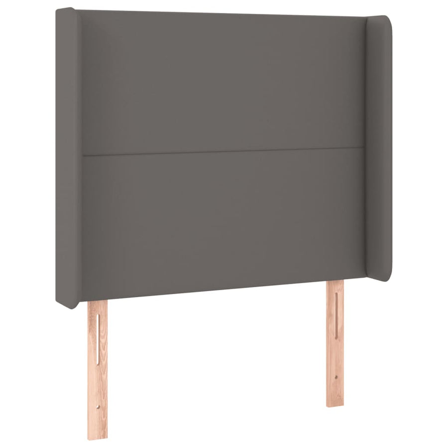 Hoofdbord LED 83x16x118/128 cm kunstleer grijs 83 x 16 x 118/128 cm Grijs