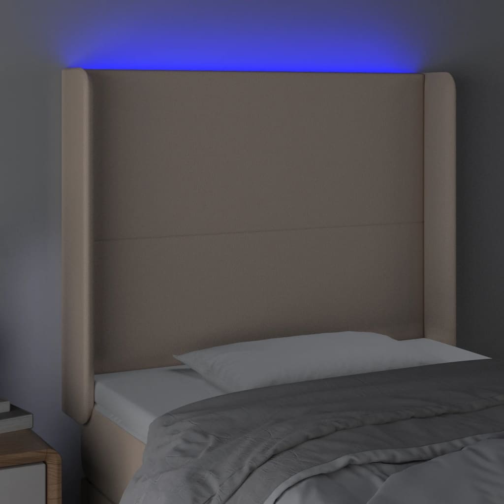 Hoofdbord LED 83x16x118/128 cm kunstleer cappuccinokleurig 83 x 16 x 118/128 cm Cappuccino