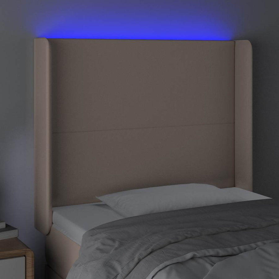 Hoofdbord LED 83x16x118/128 cm kunstleer cappuccinokleurig