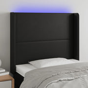 Hoofdbord 93x16x118/128 cm kunstleer zwart LED