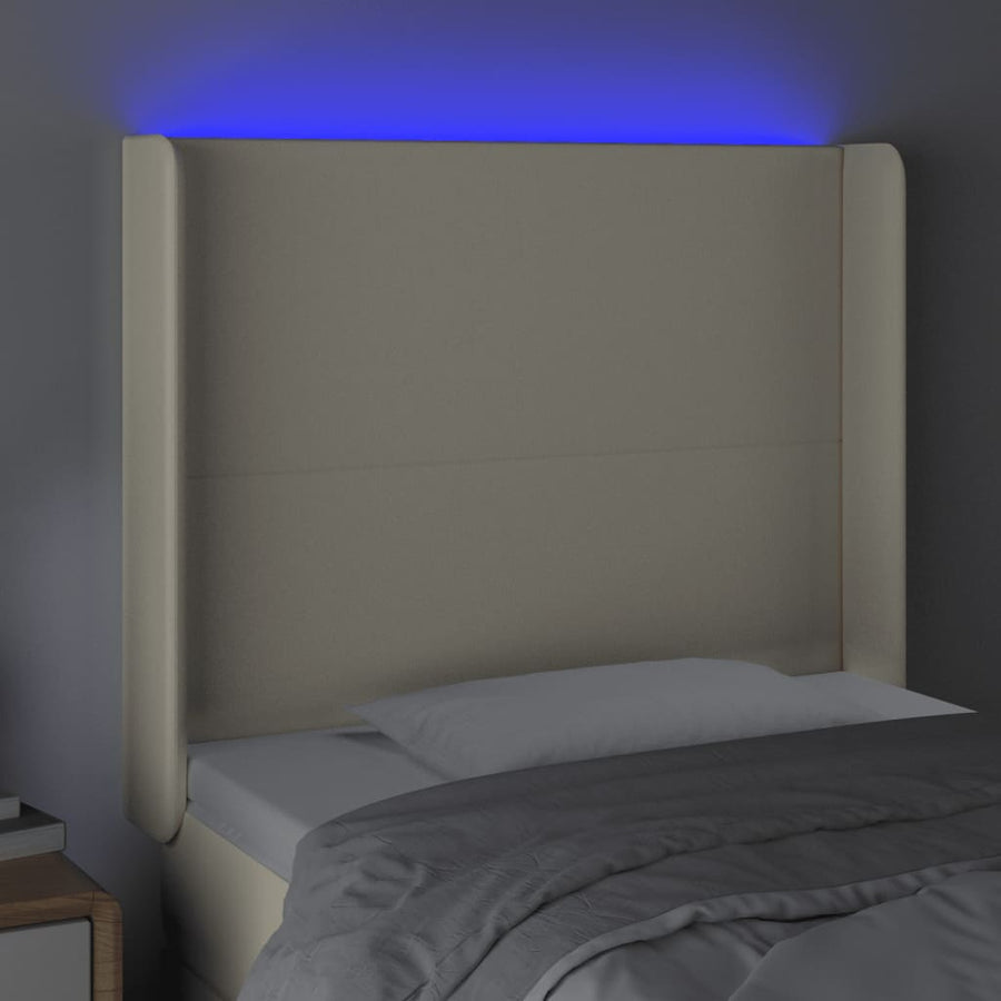 Hoofdbord Led 93X16X118/128 Cm Kunstleer Crèmekleurig Donkergroen