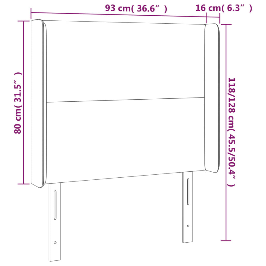 Hoofdbord Led 93X16X118/128 Cm Kunstleer Crèmekleurig Donkergroen