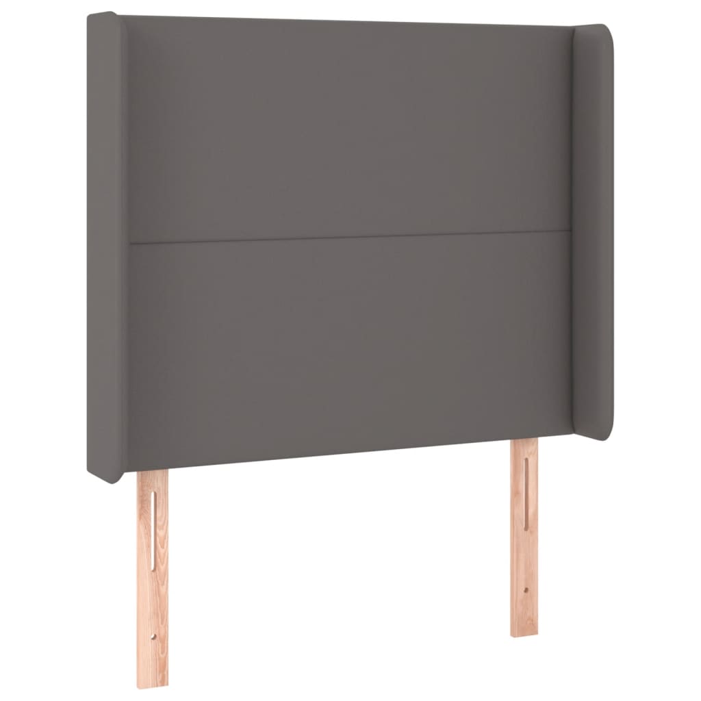 Hoofdbord LED 93x16x118/128 cm kunstleer grijs 93 x 16 x 118/128 cm Grijs