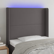Hoofdbord 93x16x118/128 cm kunstleer grijs LED