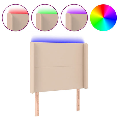 Hoofdbord LED 93x16x118/128 cm kunstleer cappuccinokleurig 93 x 16 x 118/128 cm Cappuccino