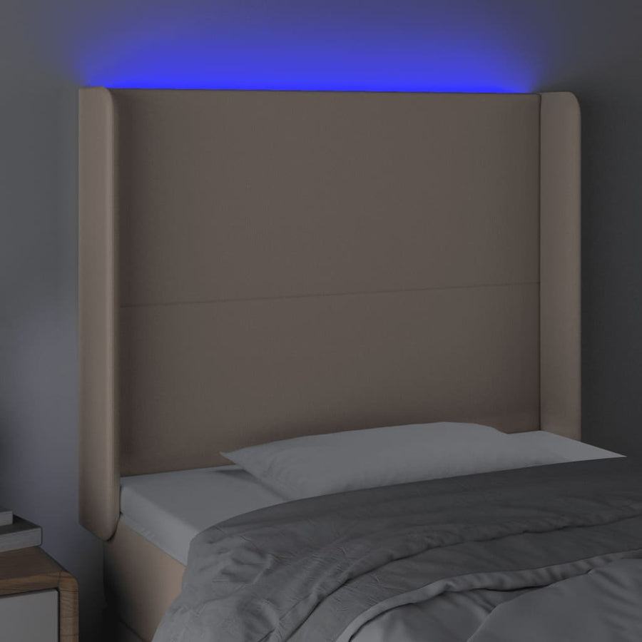 Hoofdbord LED 93x16x118/128 cm kunstleer cappuccinokleurig 93 x 16 x 118/128 cm Cappuccino