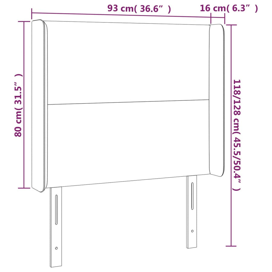Hoofdbord LED 93x16x118/128 cm kunstleer cappuccinokleurig 93 x 16 x 118/128 cm Cappuccino