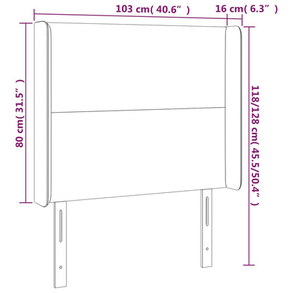 Hoofdbord LED 103x16x118/128 cm kunstleer zwart 103 x 16 x 118/128 cm Zwart