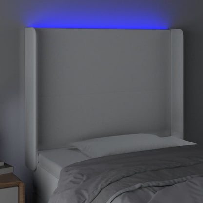 Hoofdbord LED 103x16x118/128 cm kunstleer wit 103 x 16 x 118/128 cm Wit