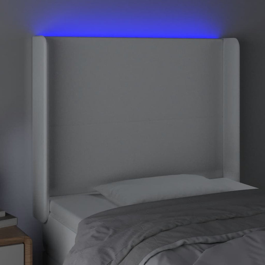 Hoofdbord LED 103x16x118/128 cm kunstleer wit 103 x 16 x 118/128 cm Wit