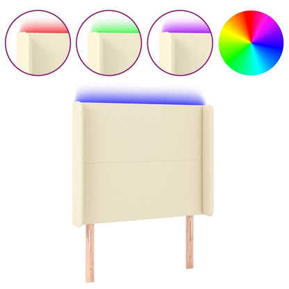 Hoofdbord Led Kunstleer Kleurig 103 x 16 x 118/128 cm Crème