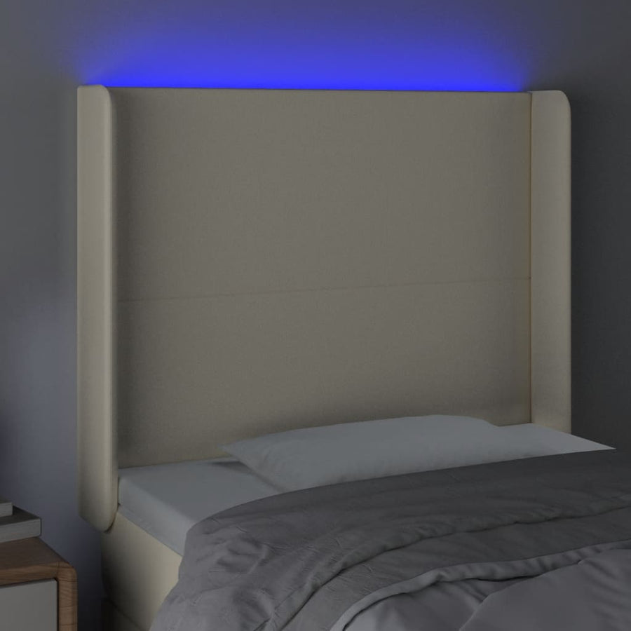 Hoofdbord Led Kunstleer Kleurig 103 x 16 x 118/128 cm Crème