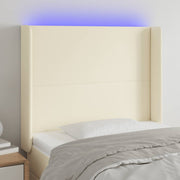 Hoofdbord 103x16x118/128 cm kunstleer crème LED