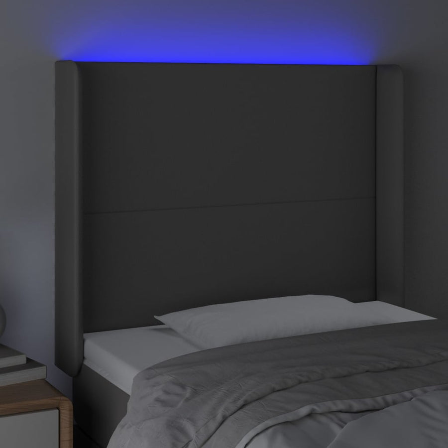 Hoofdbord LED 103x16x118/128 cm kunstleer grijs 103 x 16 x 118/128 cm Grijs