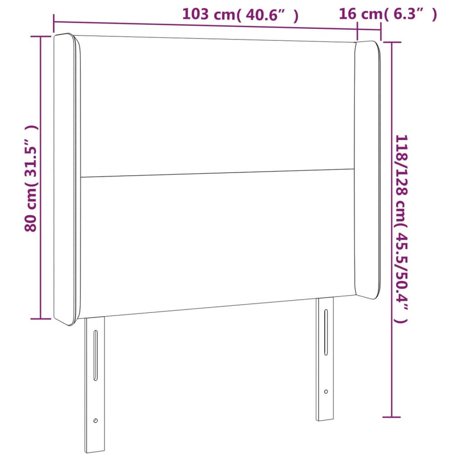 Hoofdbord LED 103x16x118/128 cm kunstleer cappuccinokleurig 103 x 16 x 118/128 cm Cappuccino