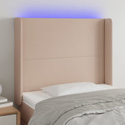 Hoofdbord kunstleer 103x16x118/128 cm cappuccino met LED