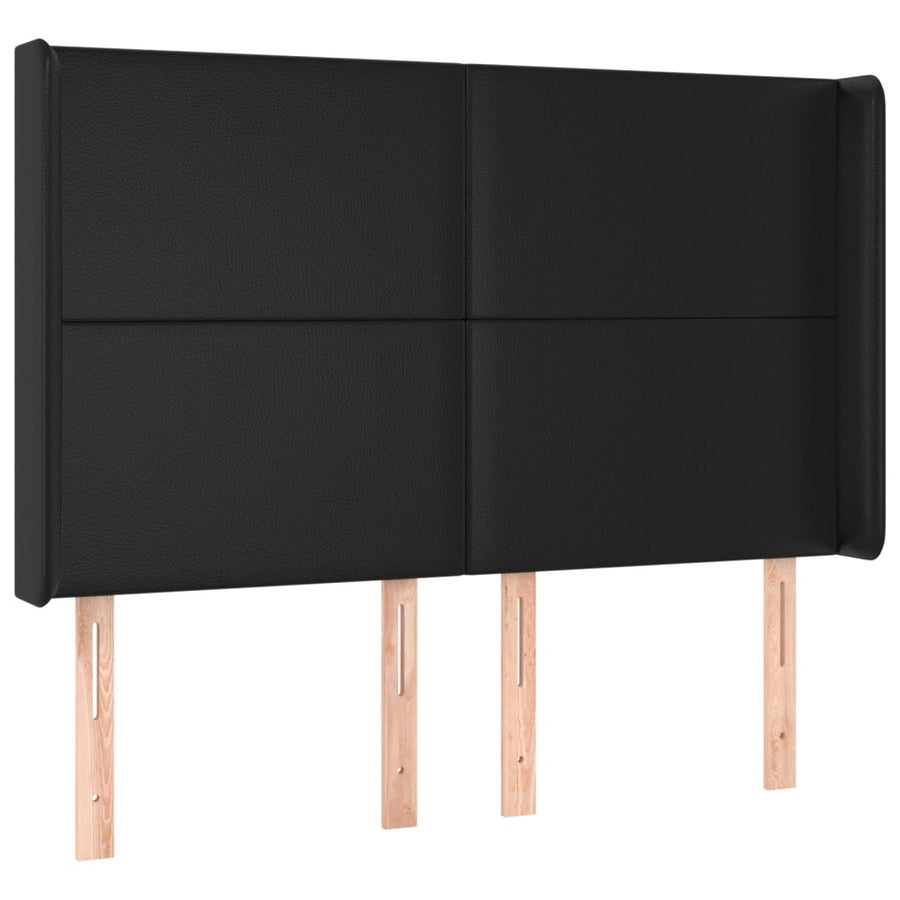 Hoofdbord LED 147x16x118/128 cm kunstleer zwart 147 x 16 x 118/128 cm Zwart