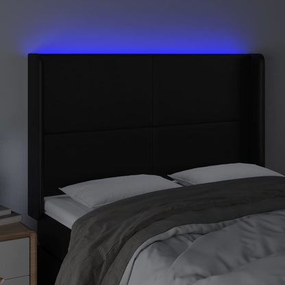 Hoofdbord LED 147x16x118/128 cm kunstleer zwart 147 x 16 x 118/128 cm Zwart