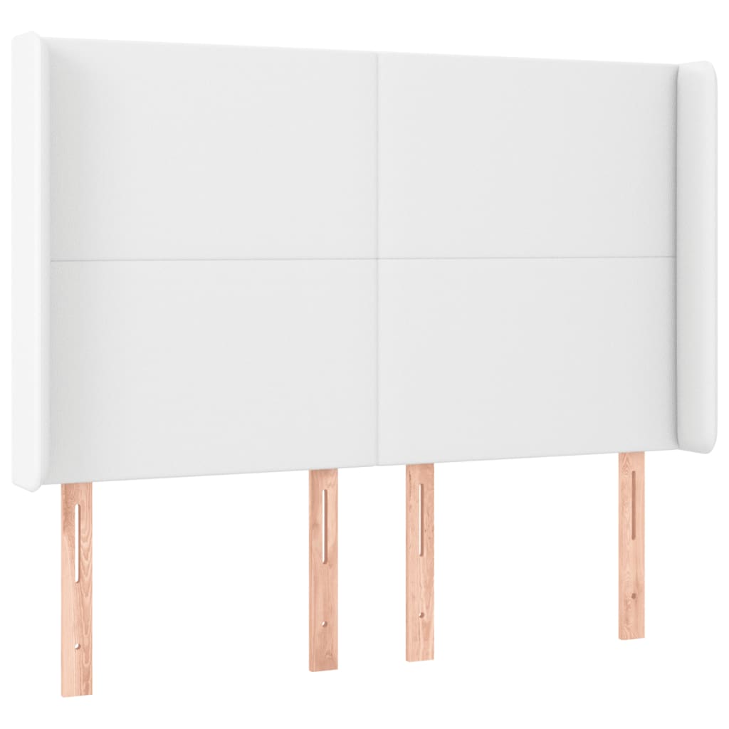 Hoofdbord LED 147x16x118/128 cm kunstleer wit 147 x 16 x 118/128 cm Wit