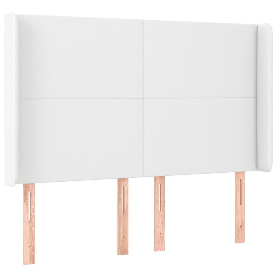 Hoofdbord LED 147x16x118/128 cm kunstleer wit 147 x 16 x 118/128 cm Wit