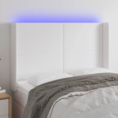 Hoofdbord LED 147x16x118/128 cm kunstleer wit 147 x 16 x 118/128 cm Wit
