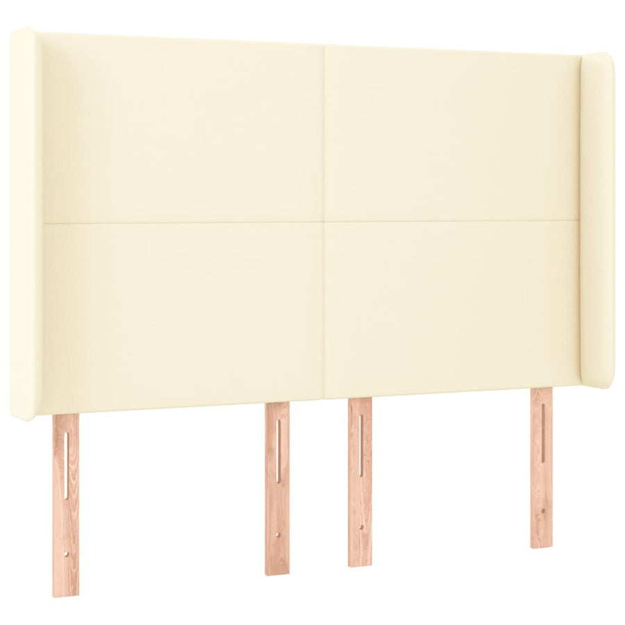 Hoofdbord Led Kunstleer Kleurig 147 x 16 x 118/128 cm Crème