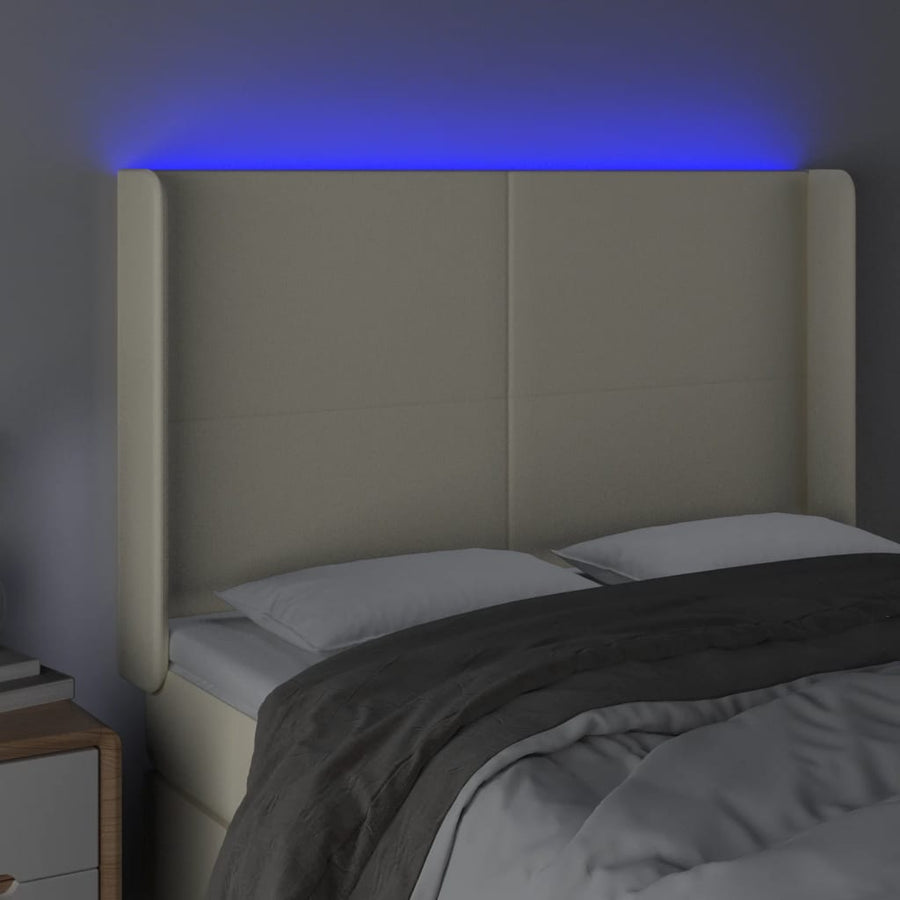 Hoofdbord Led Kunstleer Kleurig 147 x 16 x 118/128 cm Crème