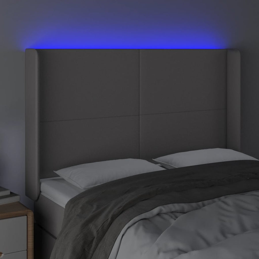 Hoofdbord Led Kunstleer 1 147 x 16 x 118/128 cm Grijs