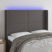 Hoofdbord 147x16x118/128 cm kunstleer grijs LED