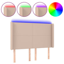 Hoofdbord LED 147x16x118/128 cm kunstleer cappuccinokleurig 147 x 16 x 118/128 cm Cappuccino