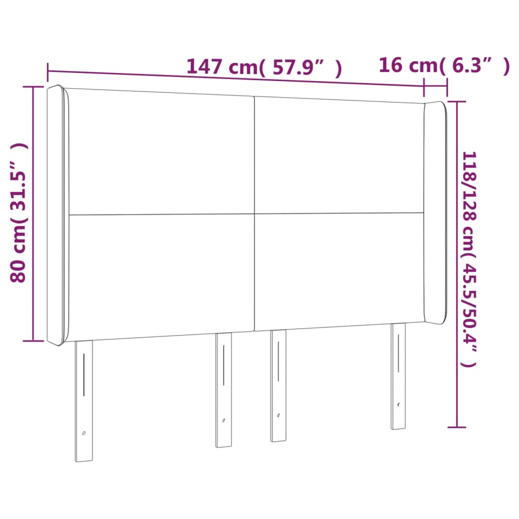 Hoofdbord LED 147x16x118/128 cm kunstleer cappuccinokleurig 147 x 16 x 118/128 cm Cappuccino