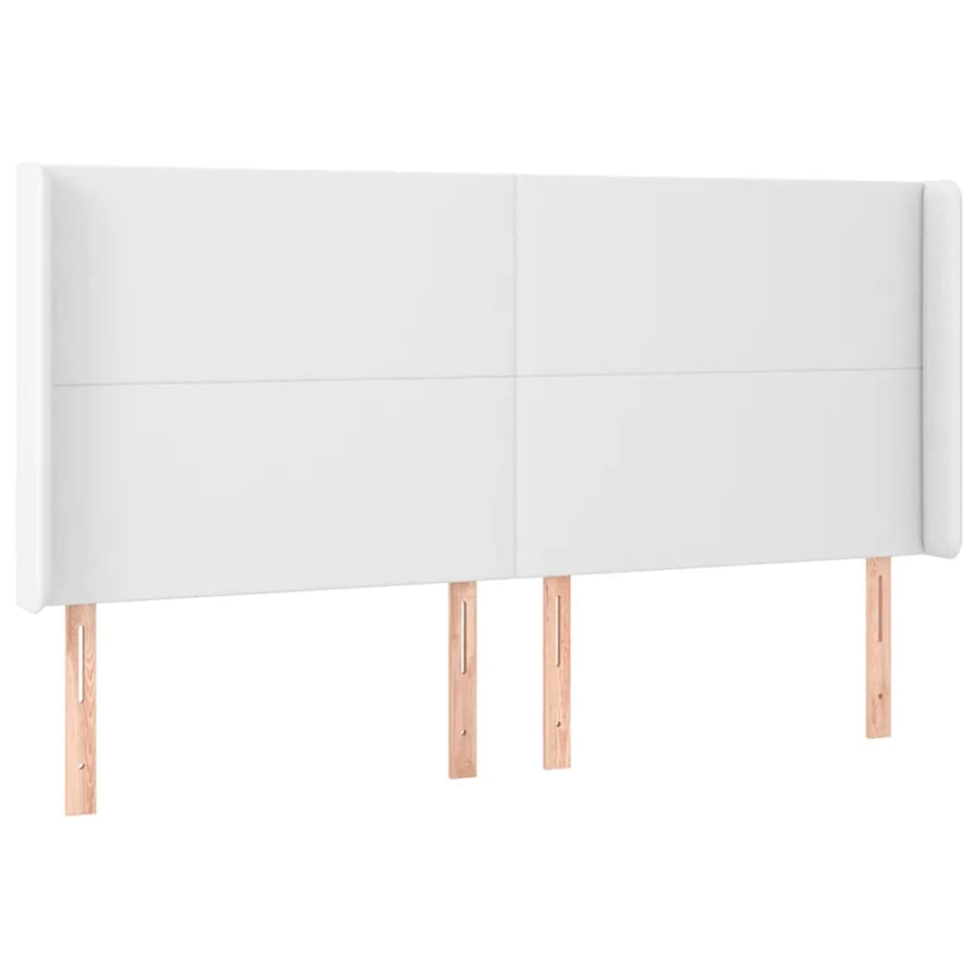 Hoofdbord LED 163x16x118/128 cm kunstleer wit 163 x 16 x 118/128 cm Wit