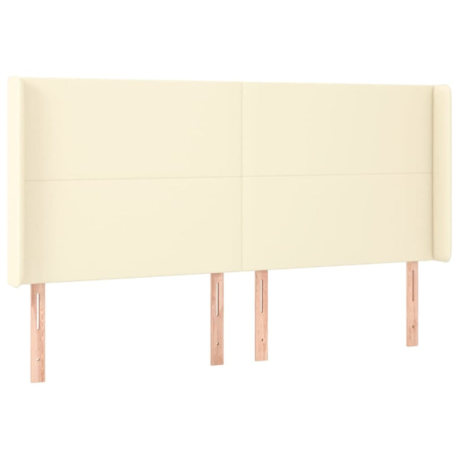 Hoofdbord Led Kunstleer Kleurig 163 x 16 x 118/128 cm Crème
