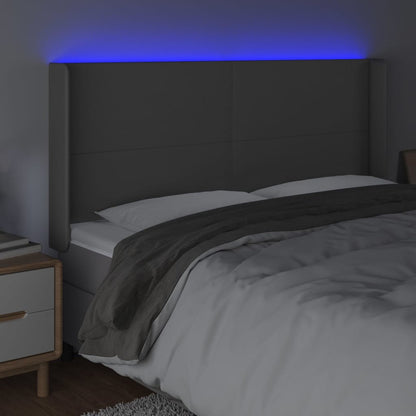 Hoofdbord LED 163x16x118/128 cm kunstleer grijs 163 x 16 x 118/128 cm Grijs