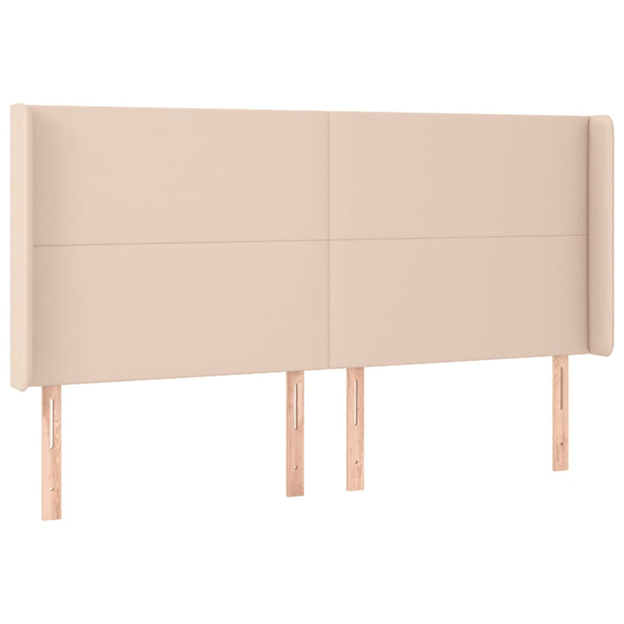 Hoofdbord LED 163x16x118/128 cm kunstleer cappuccinokleurig