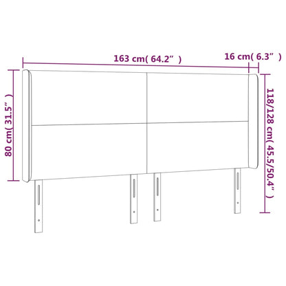Hoofdbord LED 163x16x118/128 cm kunstleer cappuccinokleurig 163 x 16 x 118/128 cm Cappuccino