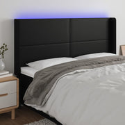Hoofdbord 183x16x118/128 cm kunstleer zwart met LED