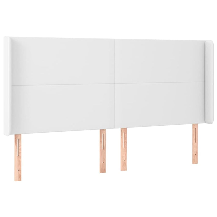 Hoofdbord LED 183x16x118/128 cm kunstleer wit 183 x 16 x 118/128 cm Wit