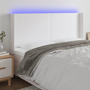Hoofdbord 183x16x118/128 cm kunstleer wit LED