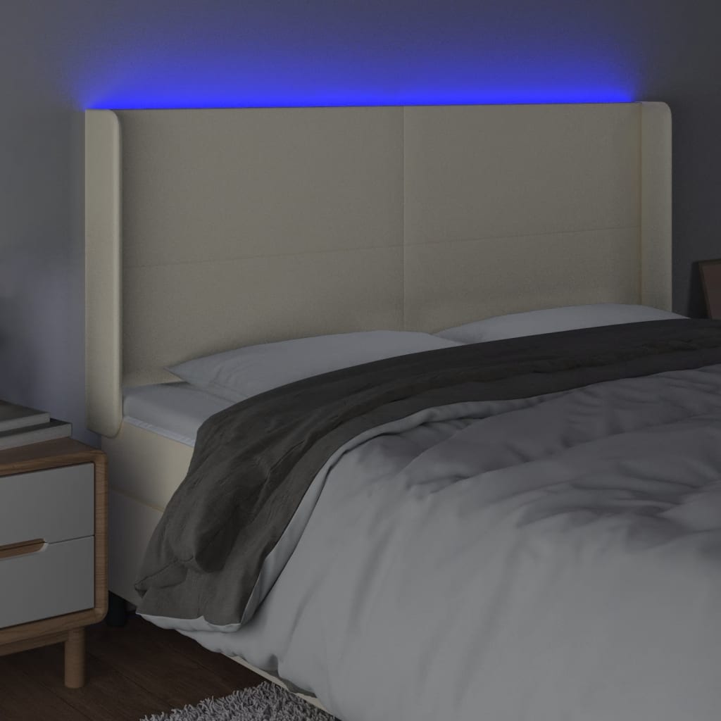 Hoofdbord Led Kunstleer Kleurig 183 x 16 x 118/128 cm Crème
