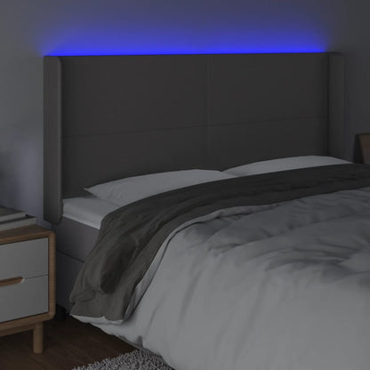 Hoofdbord LED 183x16x118/128 cm kunstleer grijs 183 x 16 x 118/128 cm Grijs