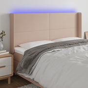 Hoofdbord 183x16x118/128 cm kunstleer cappuccino LED