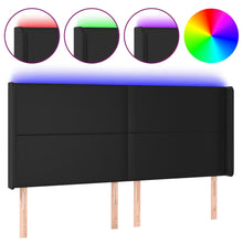 Hoofdbord LED 203x16x118/128 cm kunstleer zwart 203 x 16 x 118/128 cm Zwart