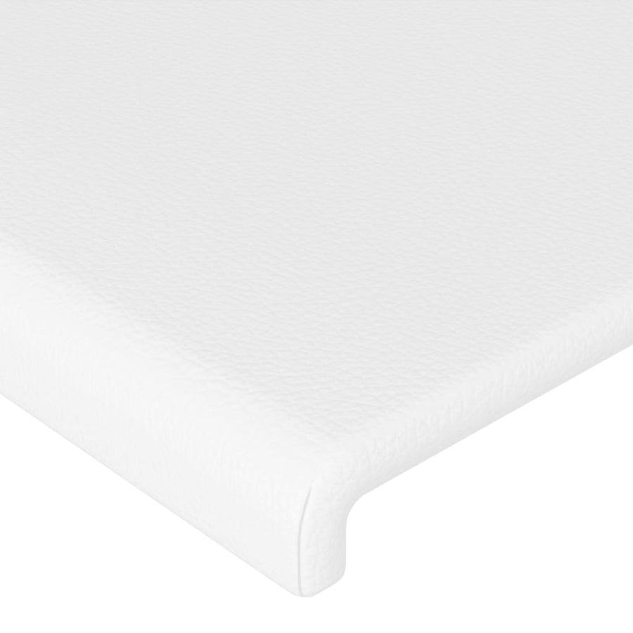 Hoofdbord LED 203x16x118/128 cm kunstleer wit 203 x 16 x 118/128 cm Wit