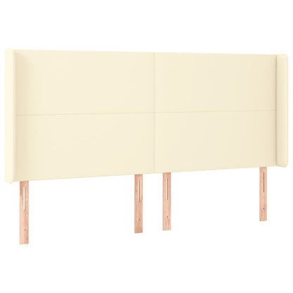 Hoofdbord Led Kunstleer Kleurig 203 x 16 x 118/128 cm Crème